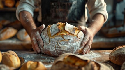 A Baker Holding Fresh Bread