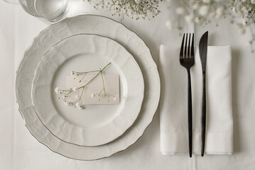 White Wedding Table Setting