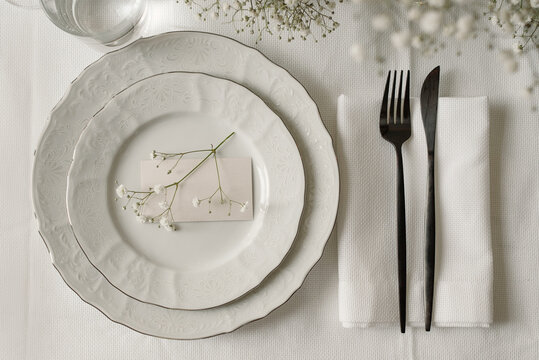 White Wedding Table Setting