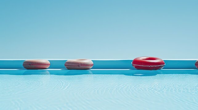 Whimsical Donuts Floating Above Crystal Clear Pool