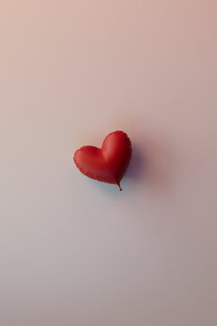 3D Render of a Red Heart Balloon on Pastel Gradient