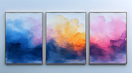 Ethereal Abstract Watercolor Paintings for Contemporary Wall Decor