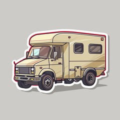 A mobile vet clinic truck illustration as a sticker with normal colors, highlighted by a red outline on a solid grey background.