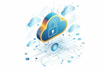 Fototapeta premium Comprehensive Cloud Security Solutions with Network Integration and Data Protection