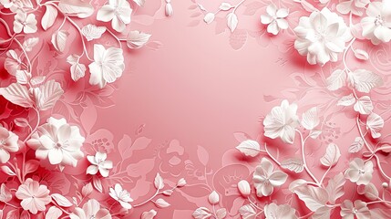 Floral decorative composition on a pink background with beautiful flowers, top view, copy space.	