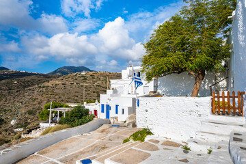 Traditional style Greek houses in Kastro mountain village, Sifnos island, Greece