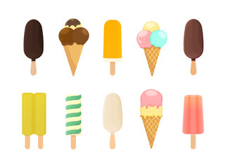 Assorted Ice Cream Collection - Vector Set of Classic and Novelty Treats