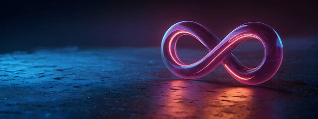 Neon symbol loop sign light background 3d line abstract infinite glow digital blue shape concept icon 8. Loop symbol neon circle effect limitless wave brush logo energy space design technology curve 