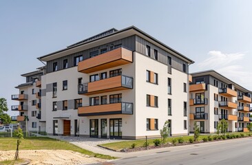 Fototapeta premium Wide angle photo of an apartment building