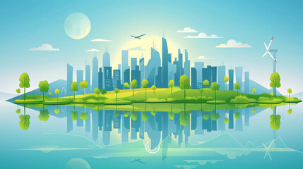 New Green Building Landscape Background.