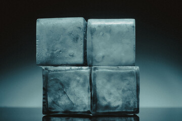 Four ice cubes stacked in square
