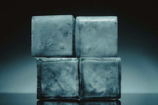 Four ice cubes stacked in square