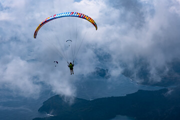 paragliding in the sky