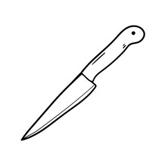 Kitchen knife vector icon in doodle style. Symbol in simple design. Cartoon object hand drawn isolated on white background.