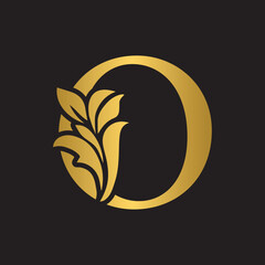 letter O flower letters. Vintage ornament initial Alphabet. Logo vector	
