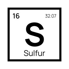 Sulfur chemical element of the periodic table. Vector isolated symbol S