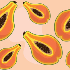 Papaya seamless pattern vector illustration