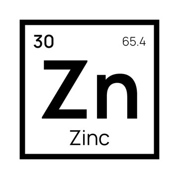 Zinc chemical element of the periodic table. Vector isolated symbol Zn