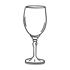 Wine glass vector icon in doodle style. Symbol in simple design. Cartoon object hand drawn isolated on white background.