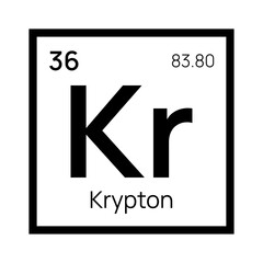 Krypton chemical element of the periodic table. Vector isolated symbol Kr