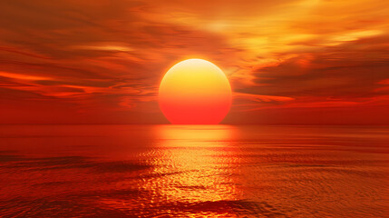 Ocean background of red sunset, Summer concept.