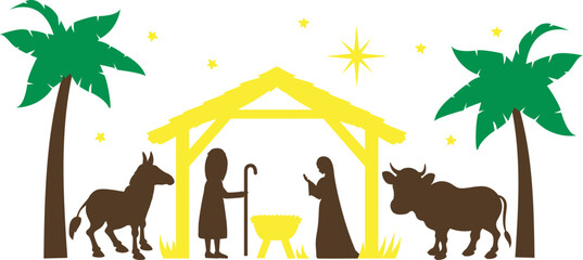 Holy Nativity Scene Christmas Vector Illustration