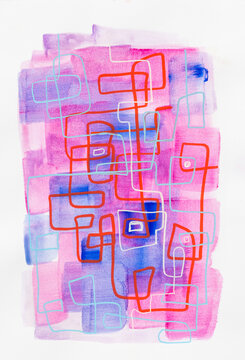 Abstract painting with intersecting lines