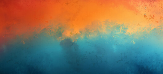 Grunge gradient texture background, Soft gradient fade, orange to blue spectrum, grain effect, abstract
