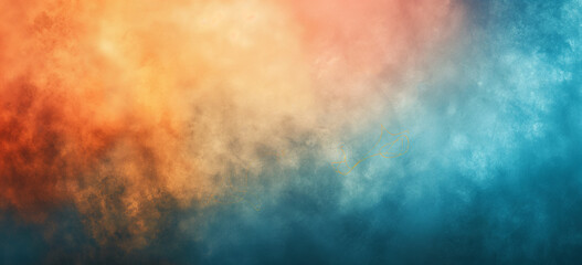 Grunge gradient texture background, Soft gradient fade, orange to blue spectrum, grain effect, abstract