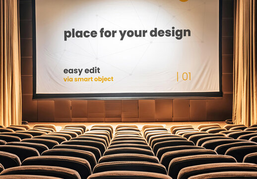 Empty Cinema Screen Mockup 02 Generative Ai