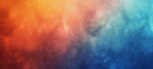 Digital art background, gradient with orange to blue transition, textured finish, abstract grunge watercolor background