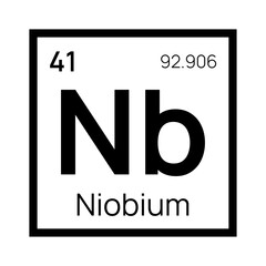 Niobium chemical element of the periodic table. Vector isolated symbol Nb