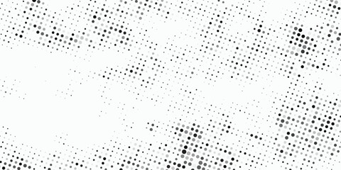 Dots and Spots of Halftone Grunge Background. Distressed Grungy Seamless Pattern Design. Polka Dots Style Texture. Broken, Rusty Print Design Pattern.