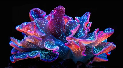 Colourful coral isolated on black background 