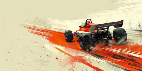 watercolor vintage race car painting
