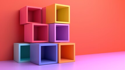 Box storage solutions flat design side view organizational hacks theme 3D render Complementary Color Scheme
