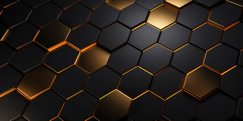 black hexagon structure with yellow elements