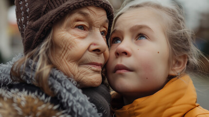 Obraz premium Older Woman and Young Girl Observing