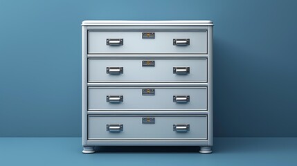 A modern, sleek silver filing cabinet with a minimalist design and clean lines ideal for contemporary spaces