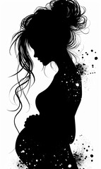 Silhouette of a pregnant woman on a white background.