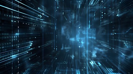 Futuristic digital background illustrating complex neural networks and data transfer in the realm of AI and technology.