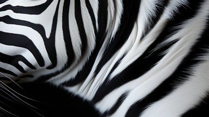 Detailed close-up of tiger fur showcasing the distinctive black and white stripe pattern