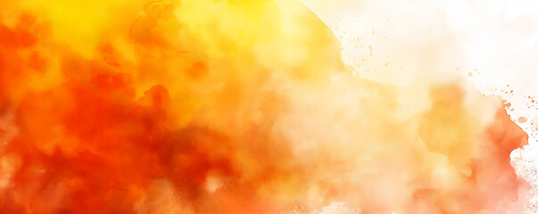 Watercolour background banner with orange and red