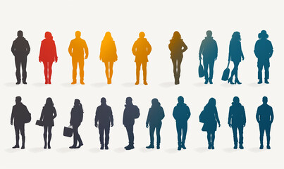 Pictogram of people in color on a white background.