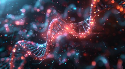 Abstract background with DNA and glowing light effect