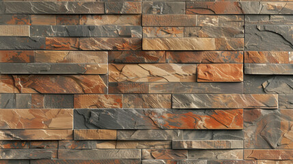 Multicolored Stone Wall With Diverse Shapes