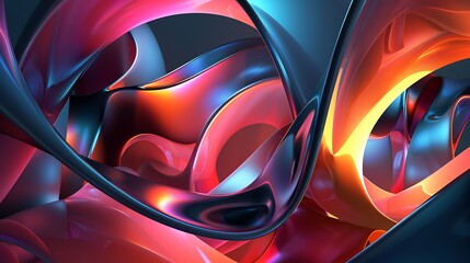 3D rendering. Abstract background with multicolored glossy shapes.
