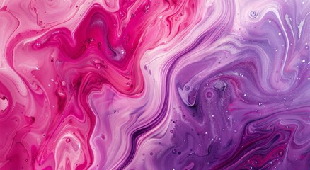 Obraz premium Abstract background with swirling liquid paint in shades of pink and purple, creating an artistic pattern
