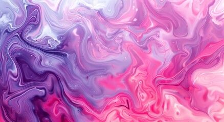 Fototapeta premium Abstract background with swirling liquid paint in shades of pink and purple, creating an artistic pattern