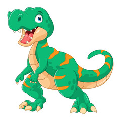 Cartoon funny tyrannosaurus rex on white background.